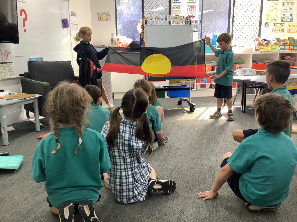 Prep/1 B were treated to an Aboriginal talk by William Smith today.